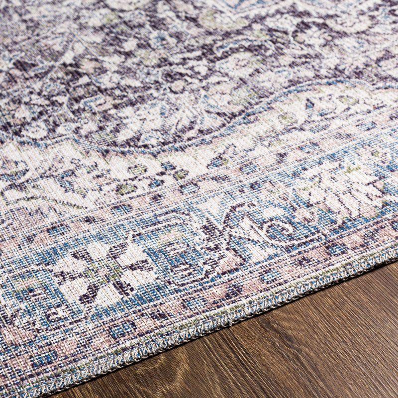 Tapis oriental gris / bleu Cartley, Tapis de couloir 2 pi 7 po x 7 pi 3 po