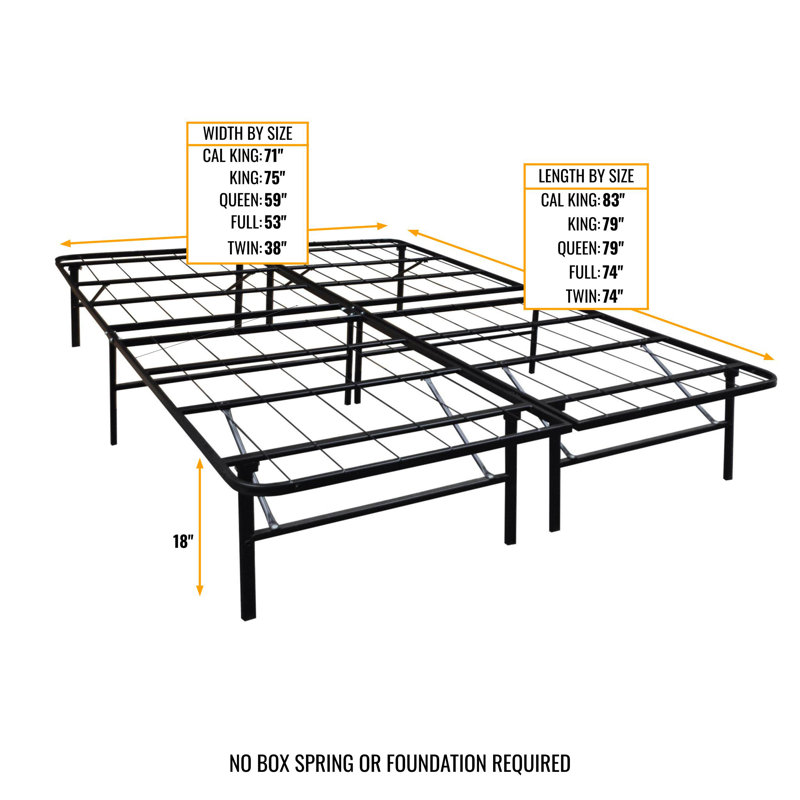 Boyd 18" Black Metal Full Platform Bed Frame with Storage