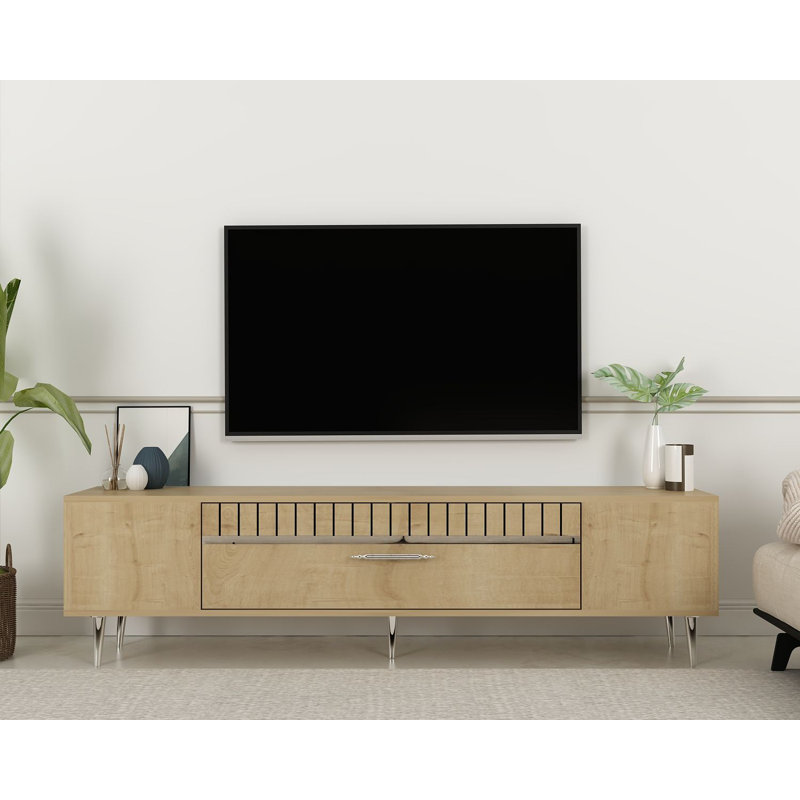 Olivia TV Stand, Natural/Silver, 150cm