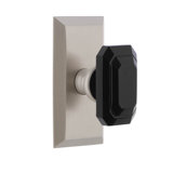Grandeur Fifth Avenue Short Plate Single Dummy with Baguette Black Crystal Door Knob