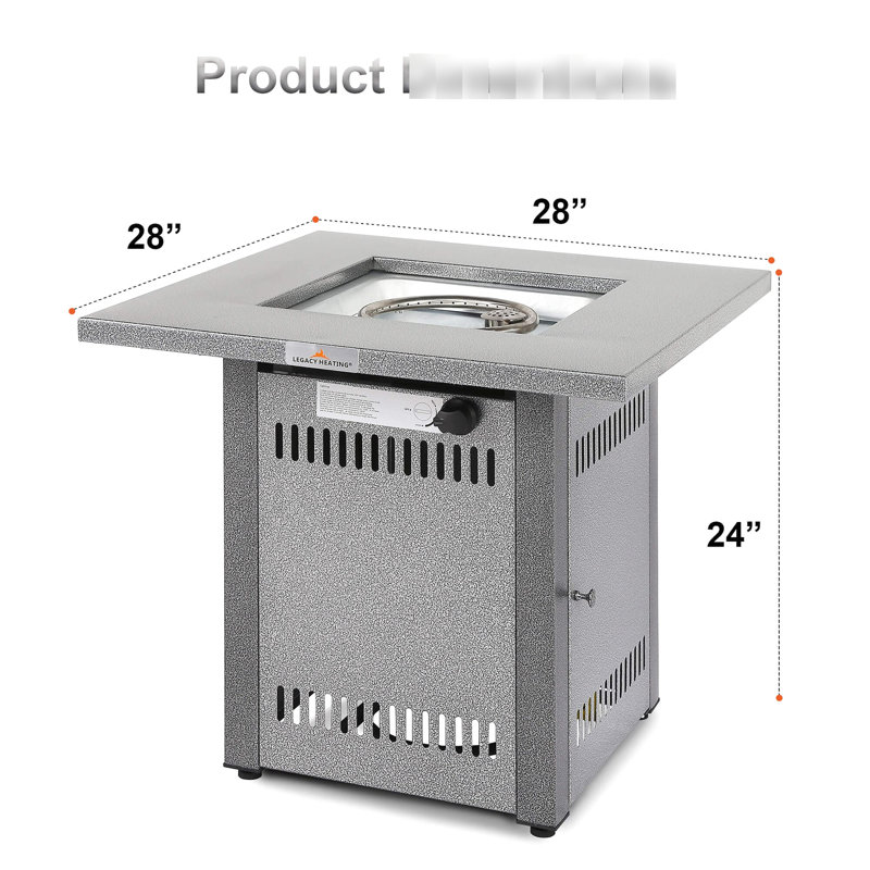 Table de foyer d'extérieur au gaz propane 50000, 28 po, avec pierre de lave pour terrasse et terrasse / balcon