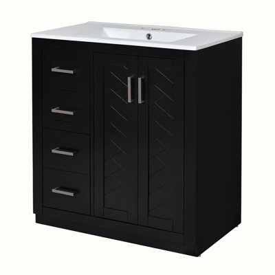Ensemble de meuble-lavabo autoportant avec lavabo en céramique