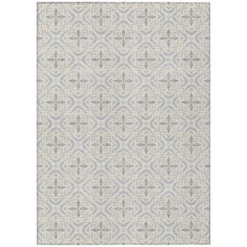 Machine Washable Indoor/Outdoor Chantille ACN2924 Lattice Rug, Ivory, 9' x 12'