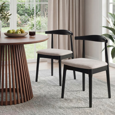 Chaises de salle à manger en bois massif avec dossier large incurvé, chaises d'appoint de cuisine de ferme