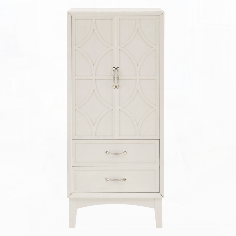 53.5" Tall Storage Cabinet, Modern Cabinet With Doors And Drawers For Entryway Hallway Living Room, Antique White