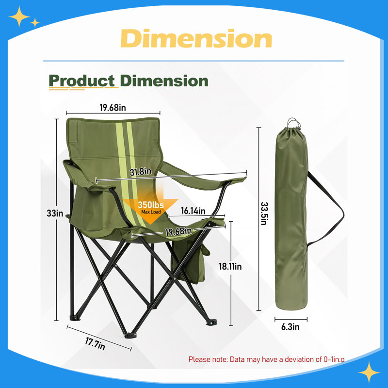 Chaise avec design pliable 33 pouces, Green