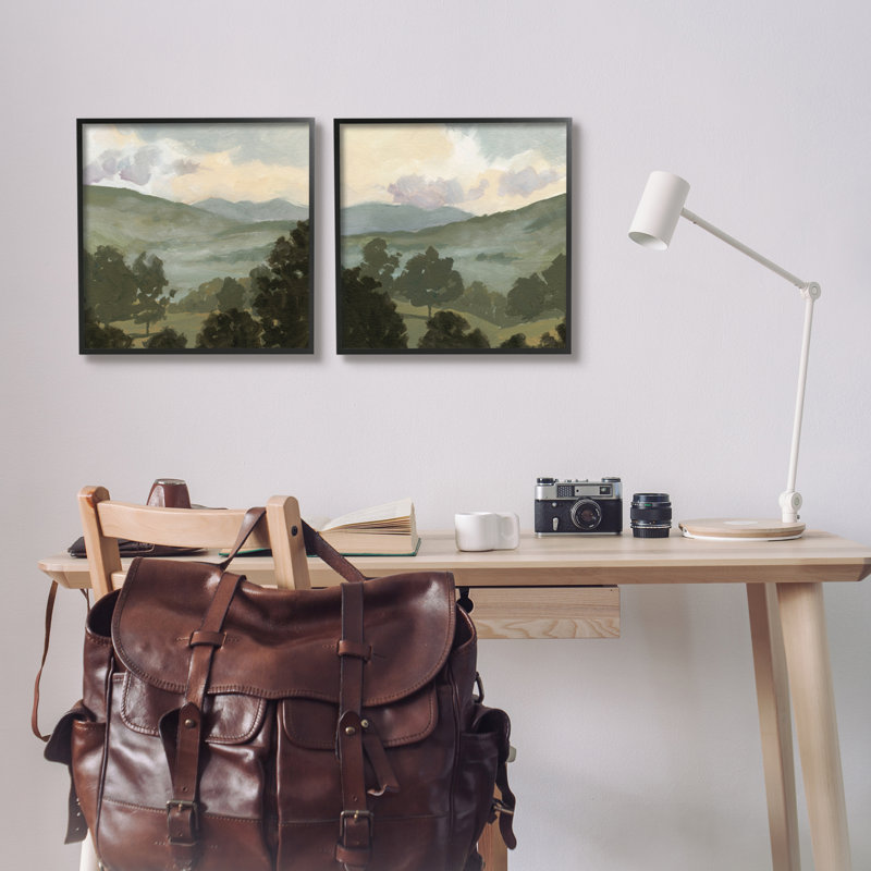 2 pièces de style campagne champêtre par Victoria Barnes, H 17 po x l 17 po x P 1,5 po, Giclée encadrée noir minuit