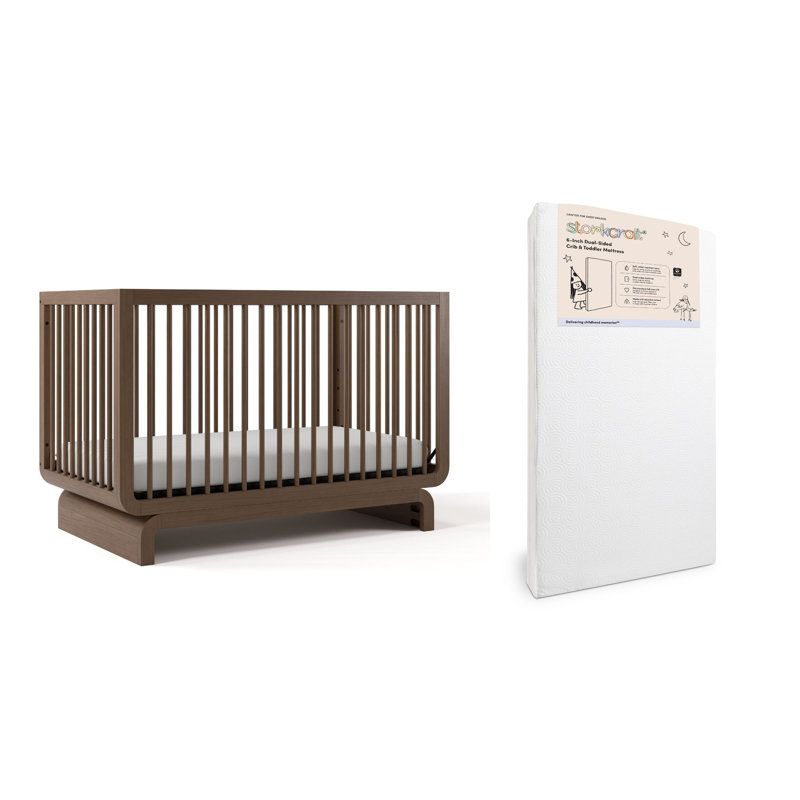 Santorini 5-In-1 Convertible Crib, Hazelnut, Crib + Mattress