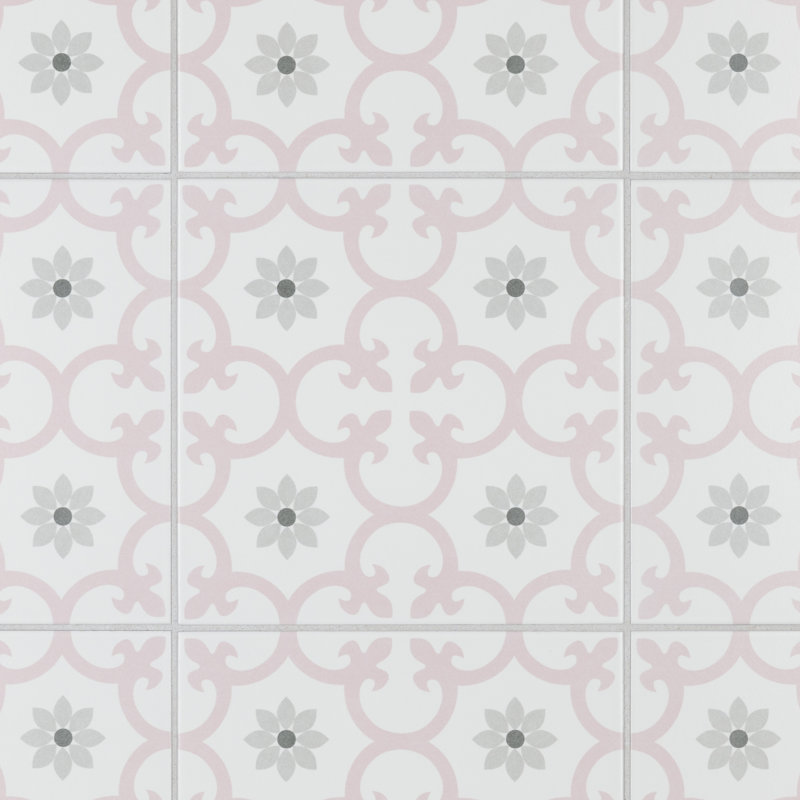 Daria 10" x 10" Porcelain Patterned Wall & Floor Tile, Rose