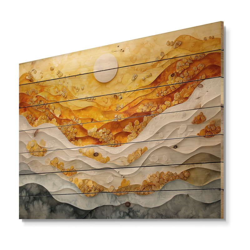 Rêves bleus et jaunes III - Décoration murale en bois côtier - Bois de pin naturel, H 30 po x l 40 po x P 0,78 po
