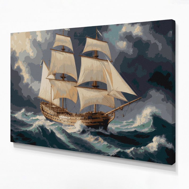 Art nautique gris sur toile nautique, H 20 po x l 24 po