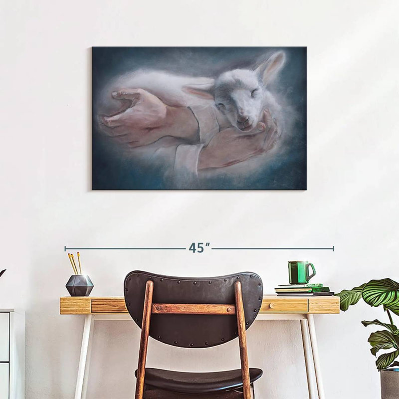 Adella Jesus Holding Lamb, 24" H x 36" W