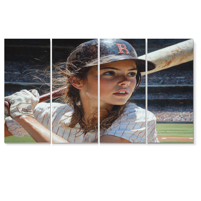 Joueur de baseball sur le terrain II - ensemble d'art sur toile de baseball sport, H 28 po x l 48 po