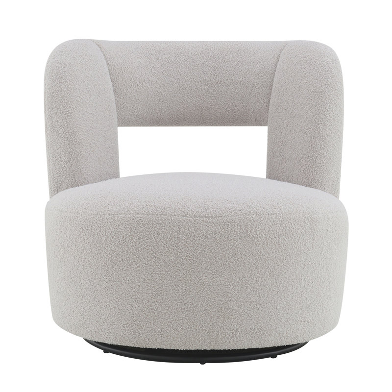 Teddy Fabric Swivel Barrel Chair, Gray Teddy