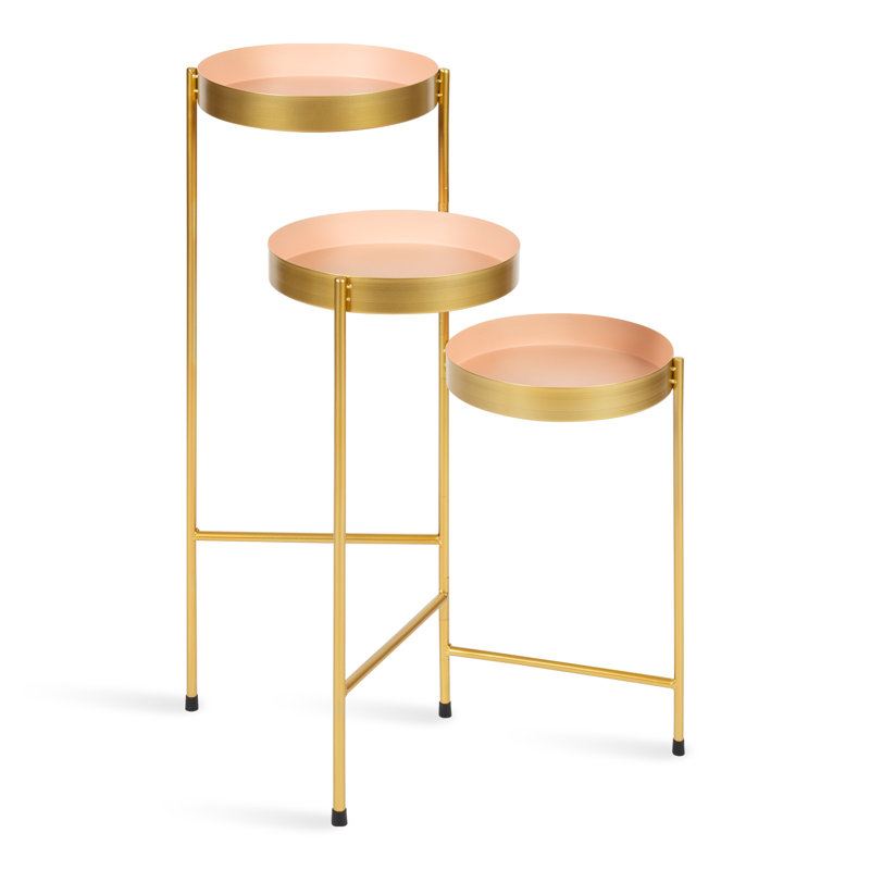 Support pour plantes rond à plusieurs niveaux Lofgren, Rose/or, H 30 po x L 10 po x P 10 po