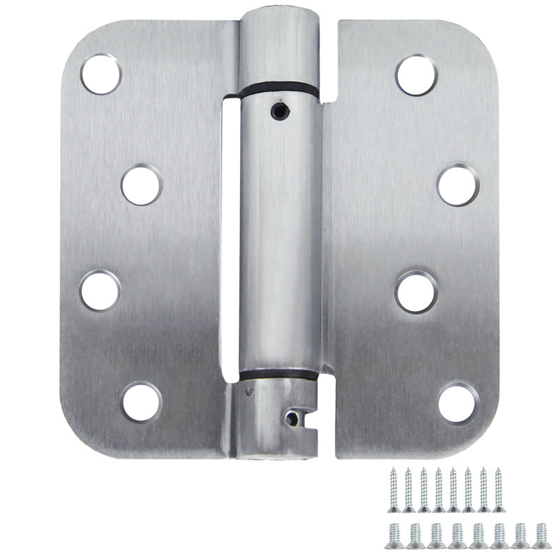 Self Closing Hinge In Satin Chrome, 4-Inch, 5/8-Inch Radius, 2-Pack