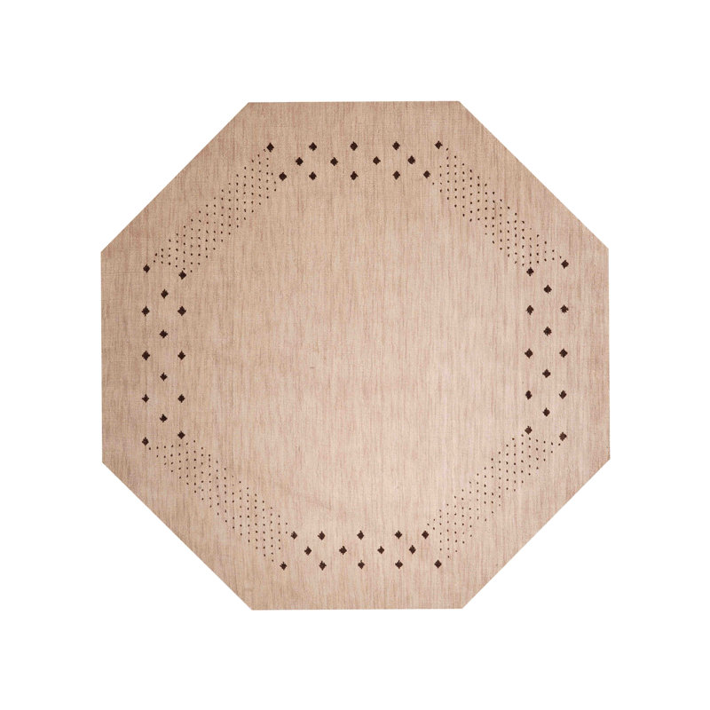 Hand Knotted Loom Wool Eco-Friendly Area Rugs - Octagon, Beige Color, Contemporary Modern Design, High Pile Thick Handmade Anti Skid Area Rugs for Living Room, Bed Room