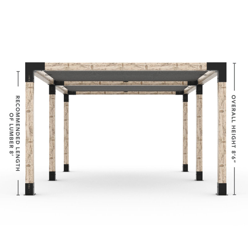 Toja 12' X 18' Double Pergola Kit With 2 Shade Sails For 6X6 Wood Posts, 103.2" H x 237.6" W x 158.4" D