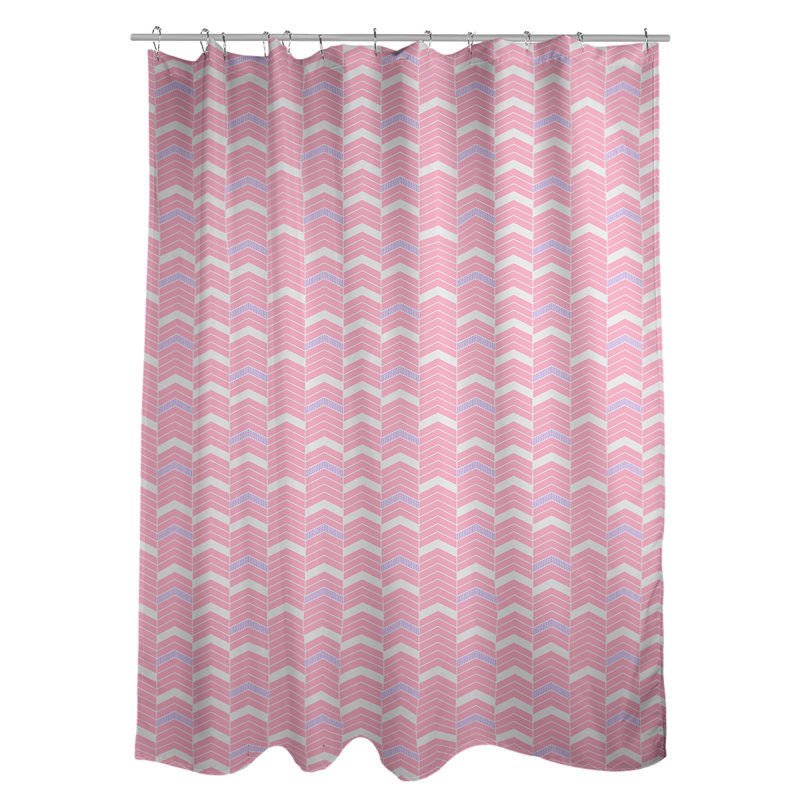 Rideau de douche simple à chevrons, Rose / Mauve
