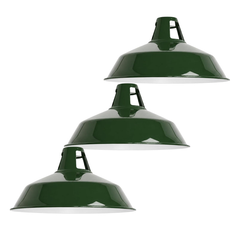 Lot de 3 abat-jour suspendus en métal ajouré de style industriel grange, Vert