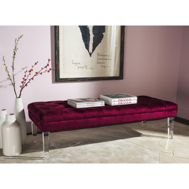 Cotton Blend Upholstered Bench, Red