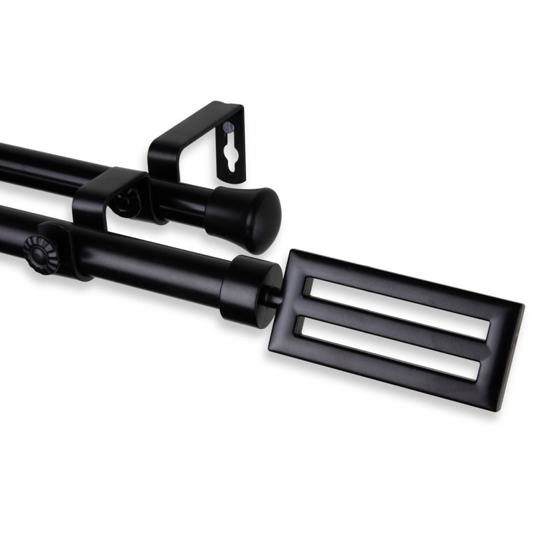 Ensemble de tringle à rideaux double et quincaillerie Madill, H 28 po x l 48 po, Noir