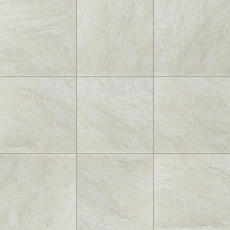 Windsor 24 in. x 24 in. Matte Porcelain Marble Look Floor and Wall Tile, Matte Cream