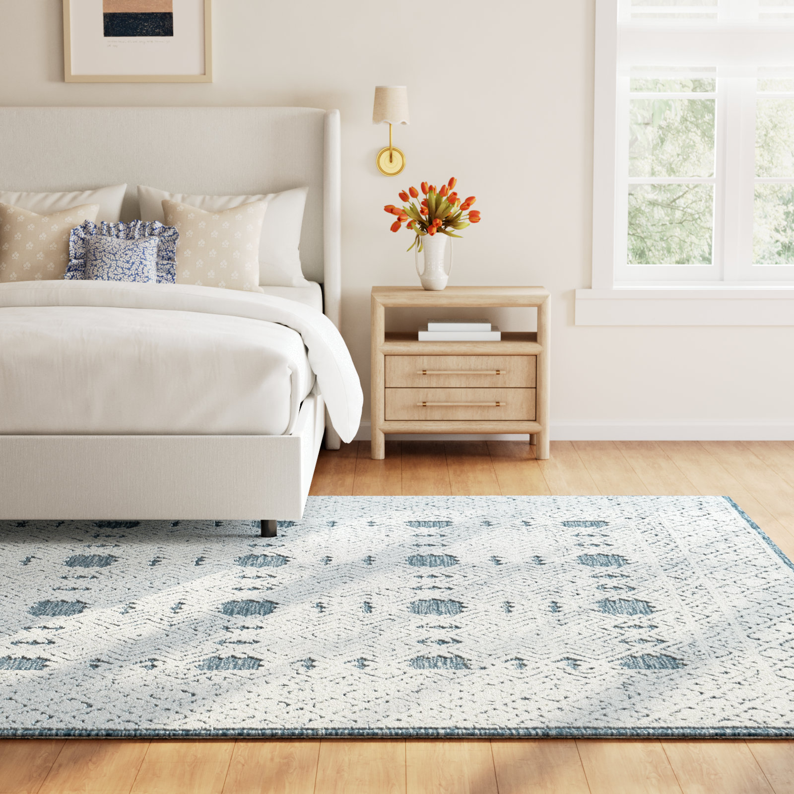 Matthew Navy Cream Hand-Tufted Wool Rug, Rectangle 8' x 10'