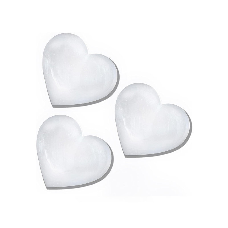 Dubey Selenite Crystal Heart Stones for Anxiety Relief, Cleansing Healing