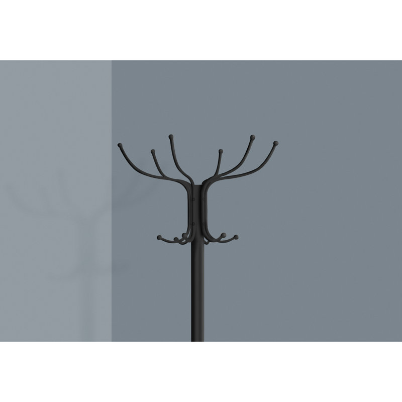 Coat Rack, Hall Tree, Free Standing, 12 Hooks, Entryway, 70"H, Umbrella Holder, Bedroom, Black