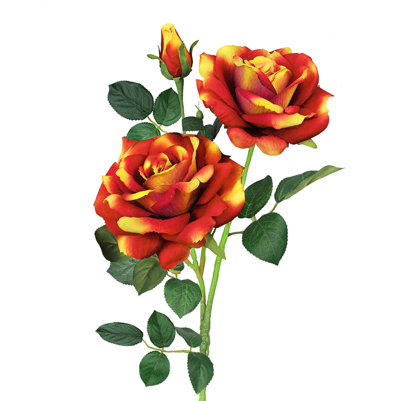 Fleur artificielle rose, Jaune orange