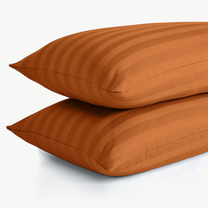 Aspire Homeware Ultra Soft & Breathable Microfiber Striped Pillowcase (Pack Of 2), Rust