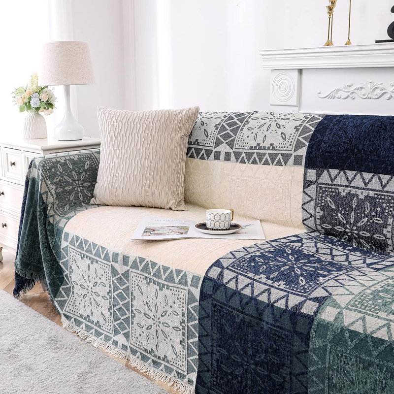 Housse de canapé Boho Housse de canapé en coton bohémien Housse de canapé pour canapé modulaire lavable Housses de canapé modulaires 71 po x 118 po / 134 po