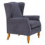 Ensemble de table basse et de fauteuils de style vintage luxueux, une chaise de lecture à haut dossier (gris foncé antique) et une table basse en bois massif (bois naturel), convenant aux salons et aux chambres à coucher-382154162