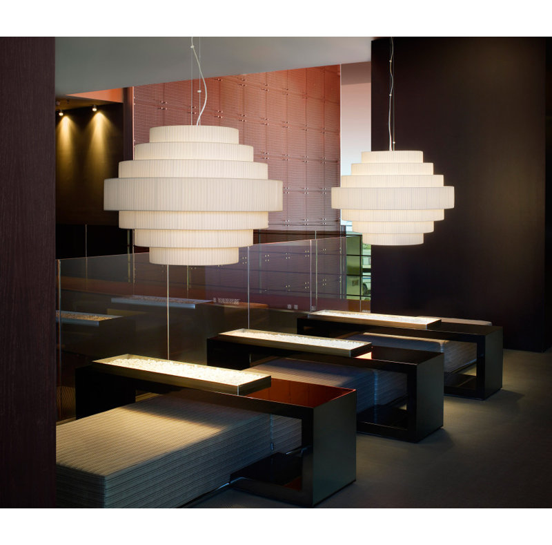Mos 6 - Light Chandelier, 27.17" H x 35.43" W x 35.43" D, Cream Translucent Ribbon
