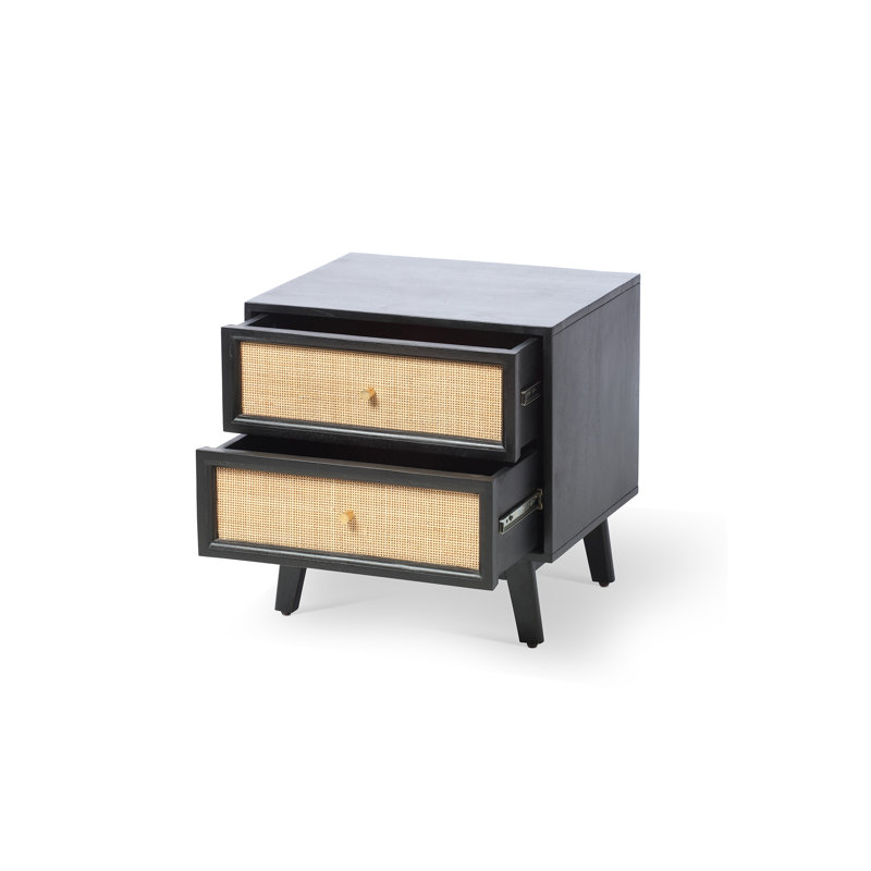 Gunyidi 2 Drawer Bedside Table, Black