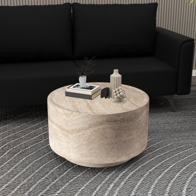 36" Fiberstone Round Floating Side Table - Indoor/Outdoor Accent End Table for Bedroom, Living Room, and Patio