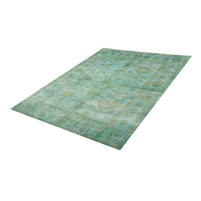 Tapis cyan noué à la main unique 7 pi 9 po x 10 pi 1 po