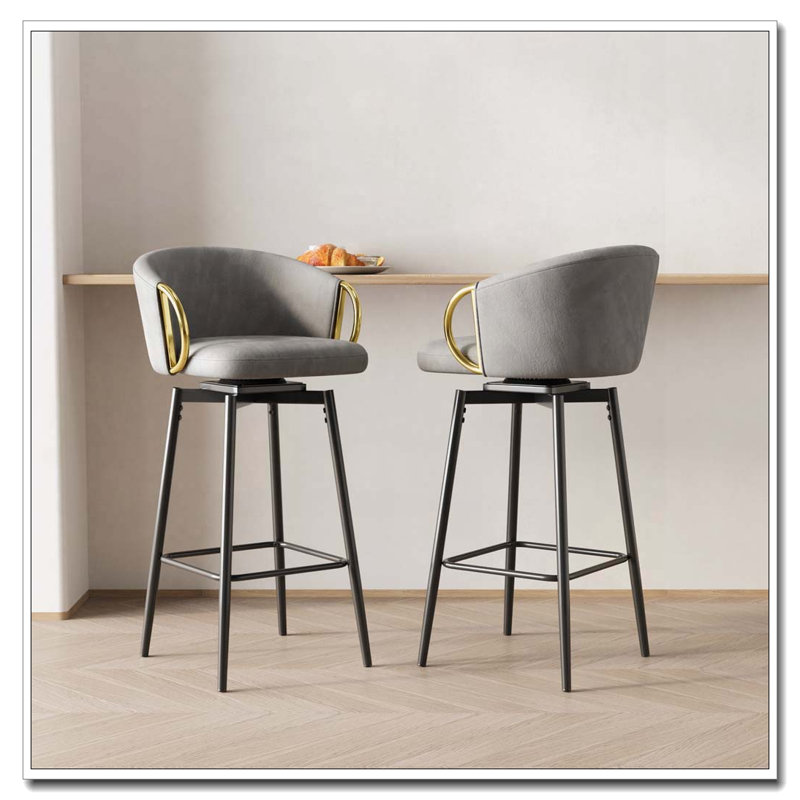 Tabouret de bar pivotant à 360 °, Noir, Gris