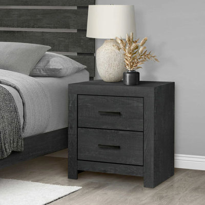 Table de chevet 2 tiroirs - Gris anthracite