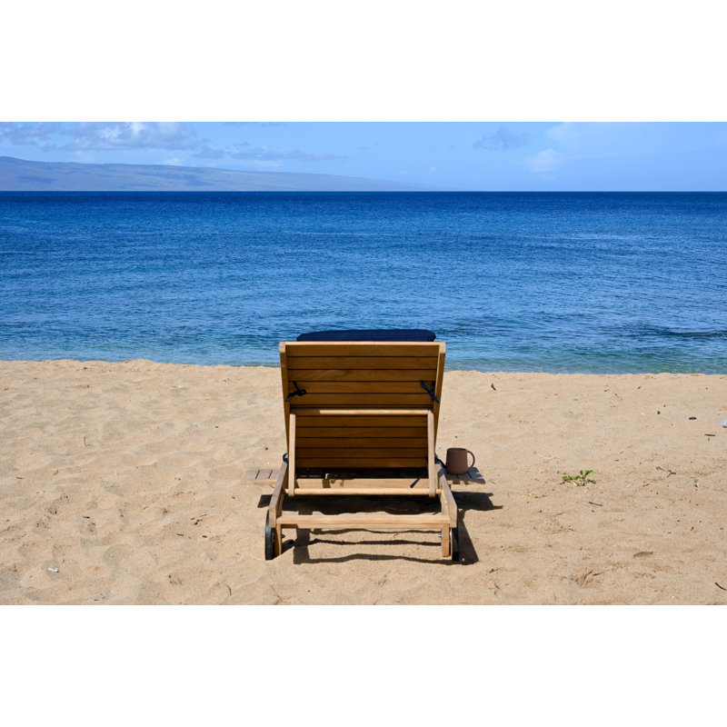 Quincy Outdoor Teak Chaise Lounge, Canvas Spa Sunbrella® Canvas