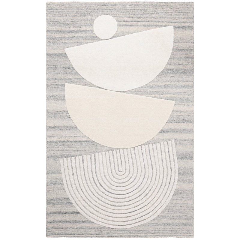 Lecresha Ebony Hand Tufted Wool Pile Rug, Rectangle 5' x 8'
