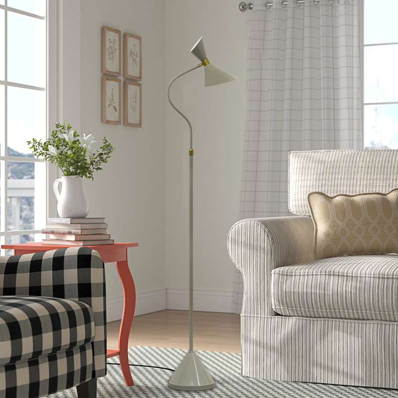 Industrial Floor Lamp, Modern Standing Lamp With 6w Led Bulb, Adjustable Lampshade, Foot Switch, Metal Gooseneck Reading Tall Floor Lamps For Living Room, Bedroom, Office