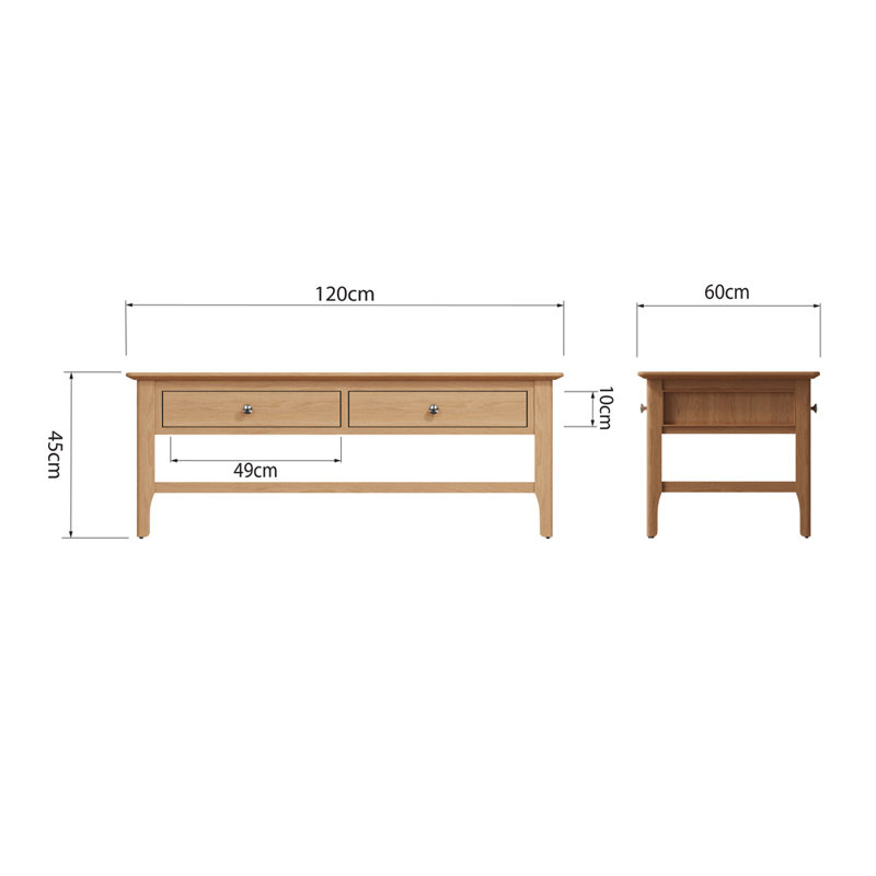 Bisbrooke Coffee Table, 45cm H x 120cm W x 60cm D