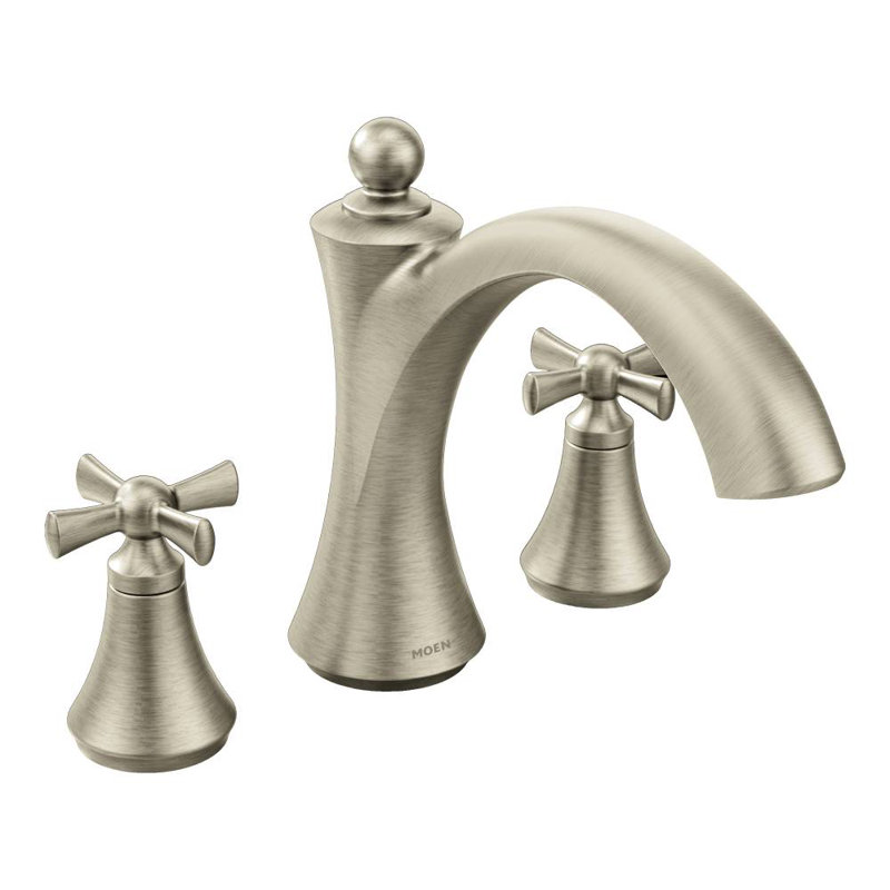 Wynford Double Handle Deck Mounted Roman Tub Faucet Trim, Brushed Nickel