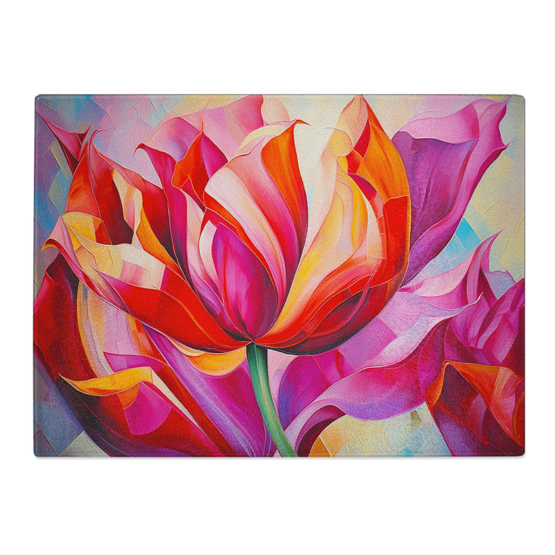 Tulip Flower Abstract  Glass Chopping Board