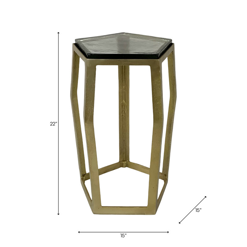Side Table with Glass Top and Metal Frame - Modern Accent for Living Room or Small Spaces - Narrow End Table for Home Decor