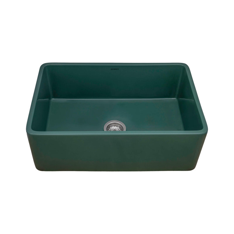 Ruvati 30 x 20 inch Fireclay Reversible Farmhouse Apron-Front Kitchen Sink - Emerald Green