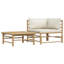 Ensemble de salon de jardin modulaire d'extérieur en polyester de bambou crème moyen