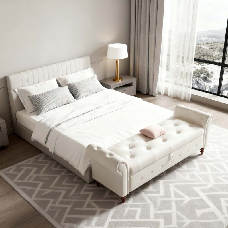 Banc de lit 63 po, Beige